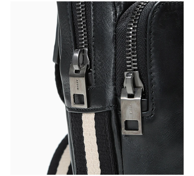 商品Bally|BALLY 男士黑色皮质黑白织物肩带单肩斜挎包 6228758,价格¥2740,第7张图片详细描述