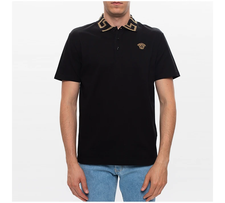 商品Versace|VERSACE 范思哲 男士黑色印花短袖POLO衫,价格¥2666,第7张图片详细描述