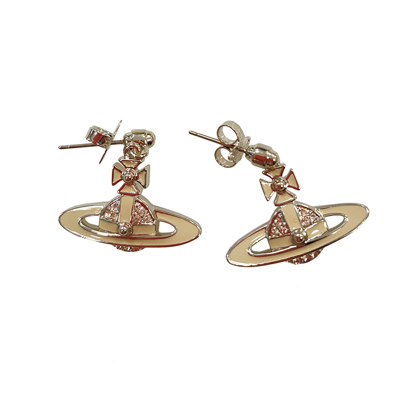 商品Vivienne Westwood|VIVIENNE WESTWOOD/西太后 女士银色/奶茶色徽标耳钉,价格¥671,第2张图片详细描述