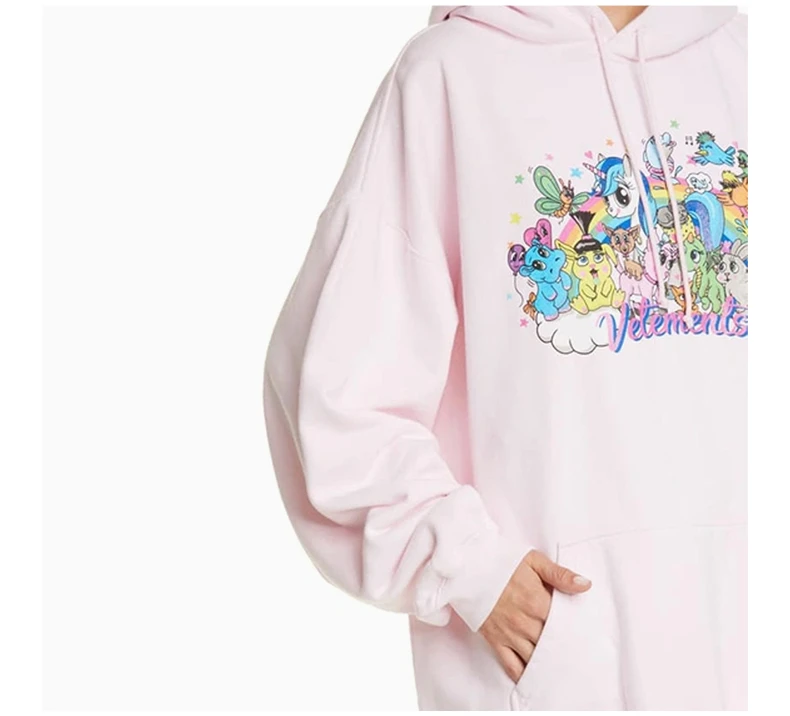 商品Vetements|VETEMENTS 女士粉色印花棉质连帽卫衣 WAH20TR403-PINK,价格¥3201,第8张图片详细描述