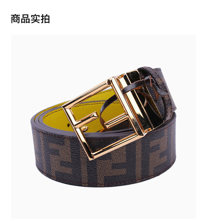 商品[国内直发] Fendi|Fendi 芬迪 男士棕色牛皮印花Logo皮带 8C0476-GRP-F0P3V,价格¥2567,第4张图片详细描述