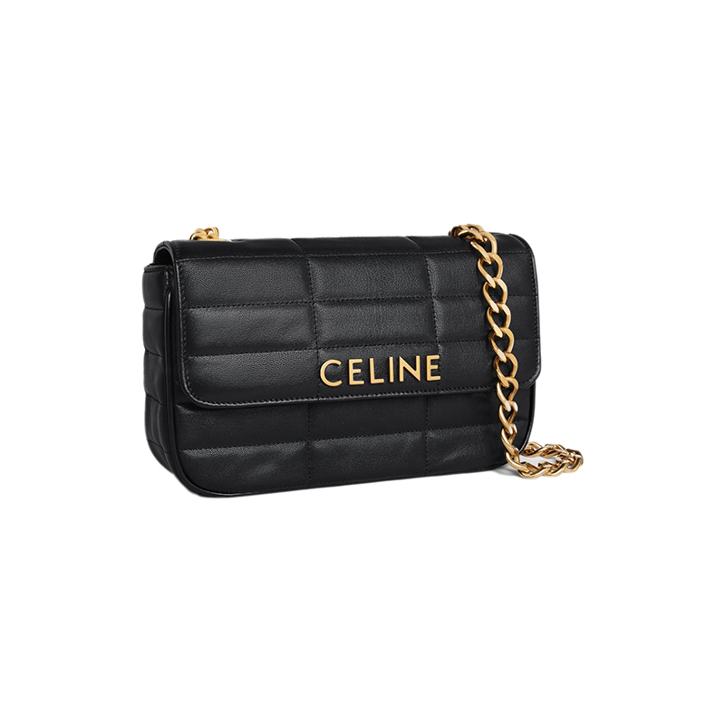 商品Celine|赛琳 23新款 女士黑色绗缝小牛皮单肩链条包,价格¥21550,第5张图片详细描述
