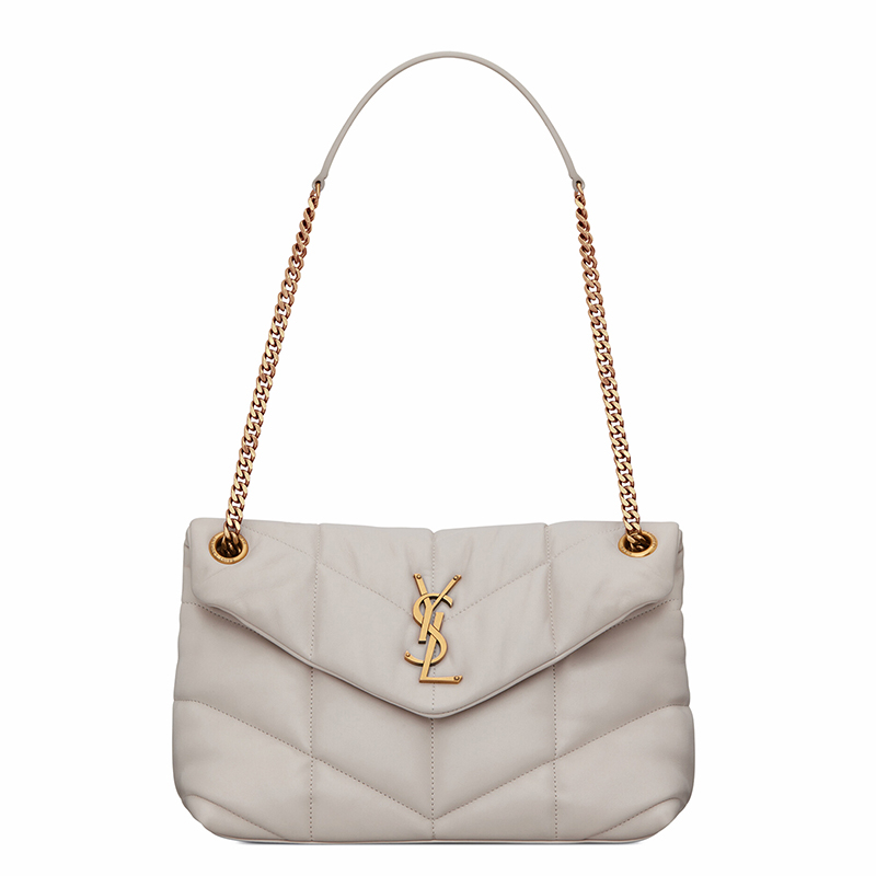 商品Yves Saint Laurent|SAINT LAURENT PARIS/圣罗兰 YSL 早春新款PUFFER系列 复古白小羊皮小型单肩包 正面饰有YSL金属首字母缩写 5774761EL079207,价格¥20423,第2张图片详细描述
