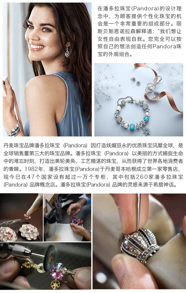 商品[国内直发] PANDORA|PANDORA 潘多拉 粉色金银花闪烁水滴925银串饰 791755HCZ,价格¥216,第9张图片详细描述