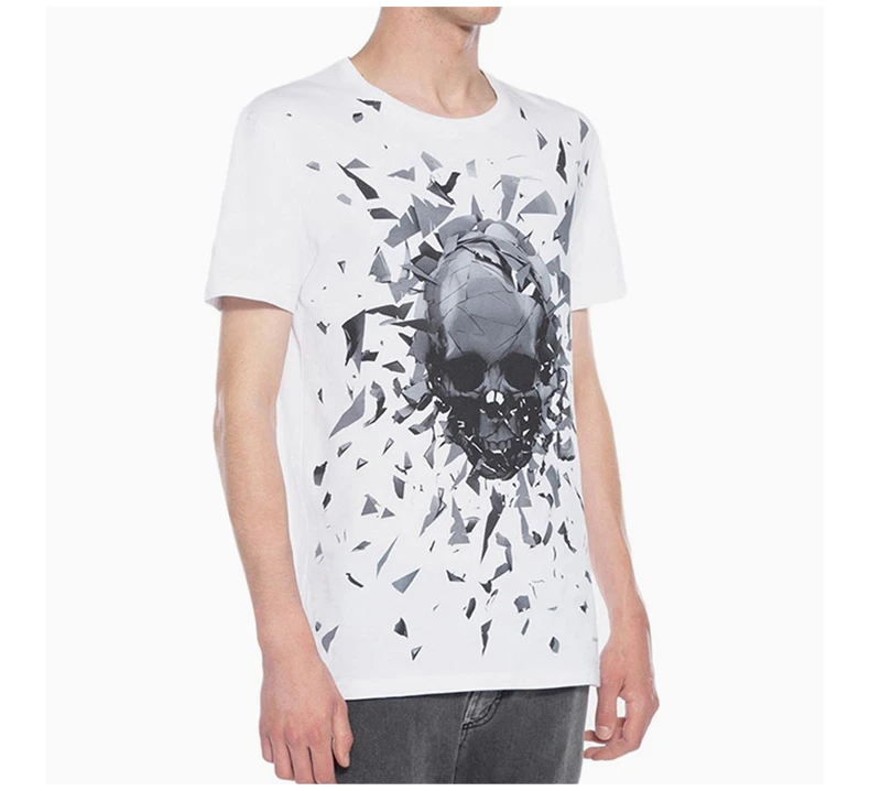 商品[国内直发] Alexander McQueen|Alexander McQueen 亚历山大·麦昆 男士白色破碎骷髅印花T恤 551779-QMZ73-0900,价格¥1102,第5张图片详细描述