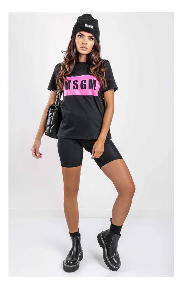 商品MSGM|MSGM 女士黑色棉质短袖T恤 3341MDM520-227798-99,价格¥557,第1张图片详细描述