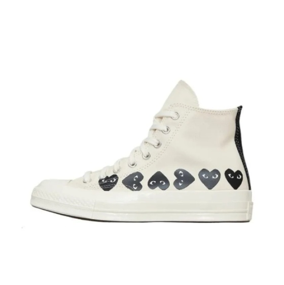 商品[国内直发] Comme des Garcons|ConversexCDG Play 帆布 简约百搭 高帮 板鞋 男女同款 白色,价格¥1071,第5张图片详细描述