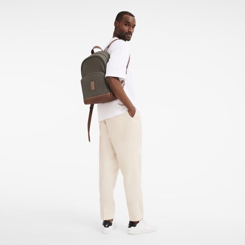 商品Longchamp|LONGCHAMP珑骧 Boxford系列男女通用灰色帆布双肩包,价格¥2791,第2张图片详细描述