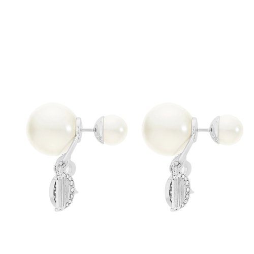 商品Dior|【包税】DIOR/迪奥 TRIBALES系列 女士银色金属白色树脂珠吊坠对称耳环E1411TRICY_D009,价格¥4614,第3张图片详细描述