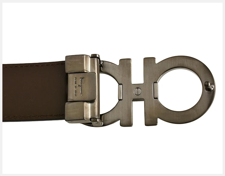 商品Salvatore Ferragamo|Salvatore Ferragamo 菲拉格慕 男士双面黑色咖啡色皮革板扣式双扣皮带 67-5542-14-CALF-NERO【包装随机，部分无包装盒】,价格¥2995,第5张图片详细描述