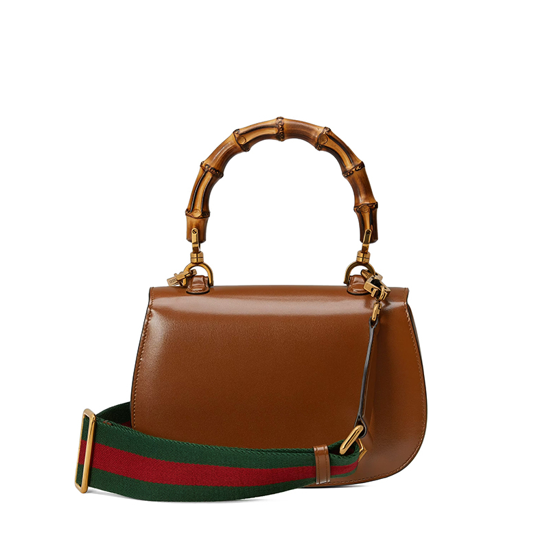 商品Gucci|GUCCI/古驰 女士小号棕色皮革竹节配件附皮革和织带互换肩带竹子提手饰面斜跨单肩手提包67579710ODT2579,价格¥31980,第6张图片详细描述