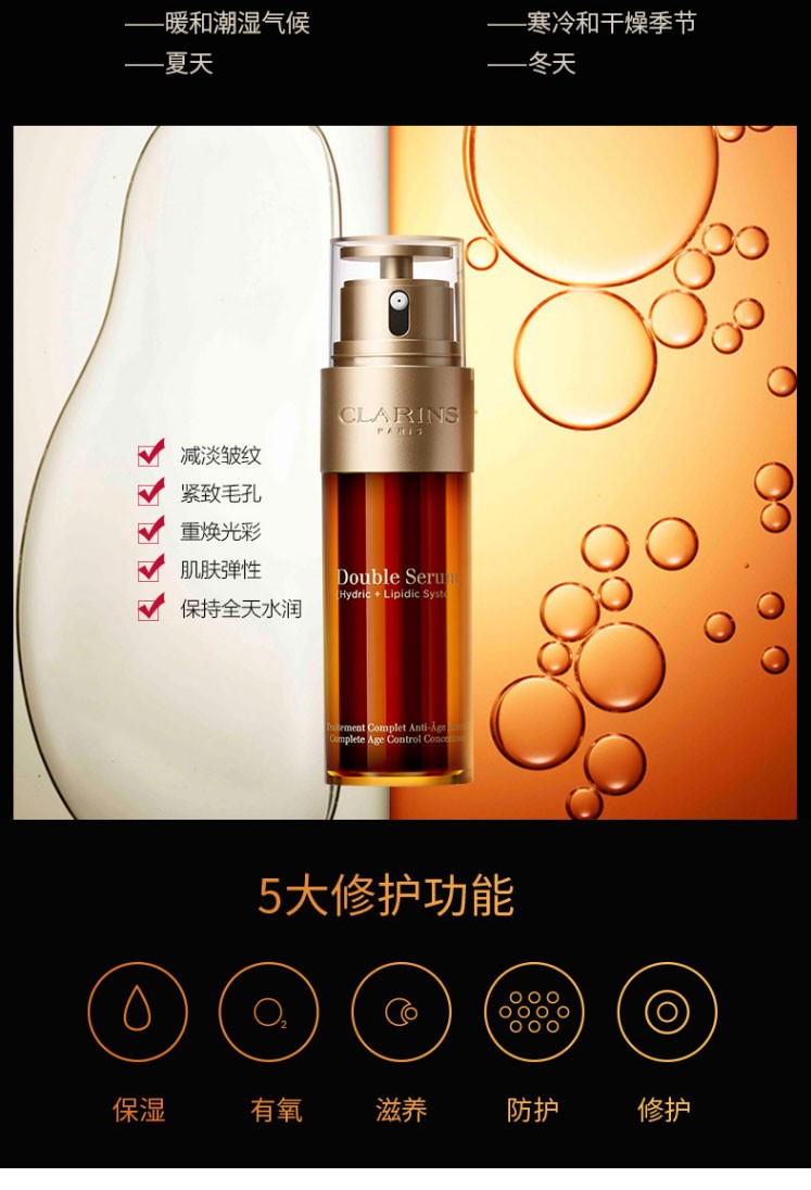 商品[国内直发] Clarins|CLARINS娇韵诗双萃赋活修护精华 50ml法国进口 黄金双瓶 弹润细滑 水油平衡 混油挚爱 明星抗初老,价格¥554,第5张图片详细描述