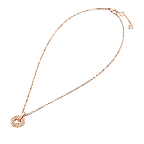 商品BVLGARI|  BVLGARI/宝格丽 BVLGARI BVLGARI系列 18k金玫瑰金镂空项链镶嵌密钉钻石项链357312,价格¥45847,第4张图片详细描述