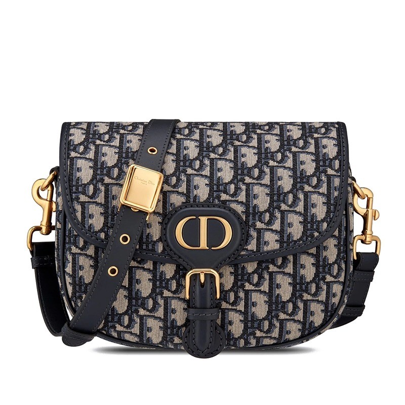 商品Dior|DIOR/迪奥 BOBBY 蓝色老花帆布滚边蓝色皮革中号斜挎单肩翻盖BOBBY包,价格¥24407,第3张图片详细描述