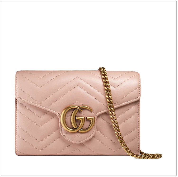 商品[国内直发] Gucci|GUCCI 古驰 女士粉色皮革链条包 474575-DRW1T-5909,价格¥9767,第8张图片详细描述
