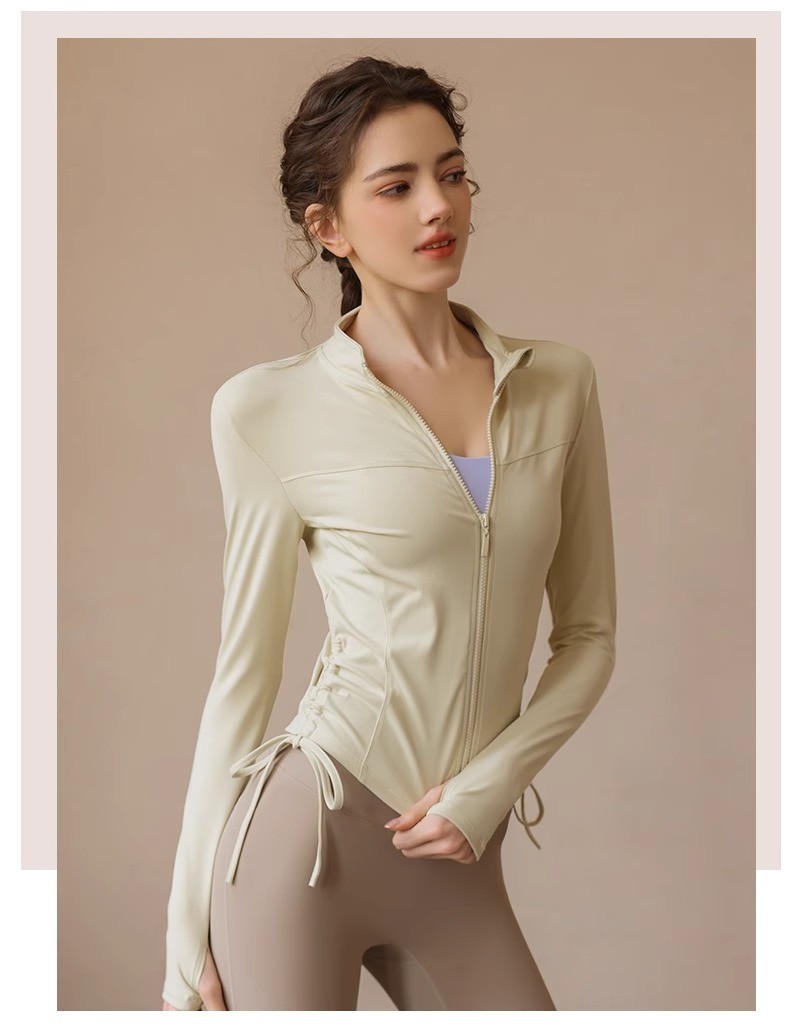商品[国内直发] GLENVINTEN|格兰云顿秋冬拉链抽绳健身上衣立领修身显瘦瑜伽服长袖户外跑步运动外套女,价格¥258,第7张图片详细描述