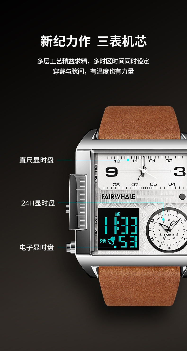 商品[国内直发] Mark Fairwhale|马克华菲多元艺术潮牌时尚运动大表盘电子表男士腕表,价格¥388,第10张图片详细描述