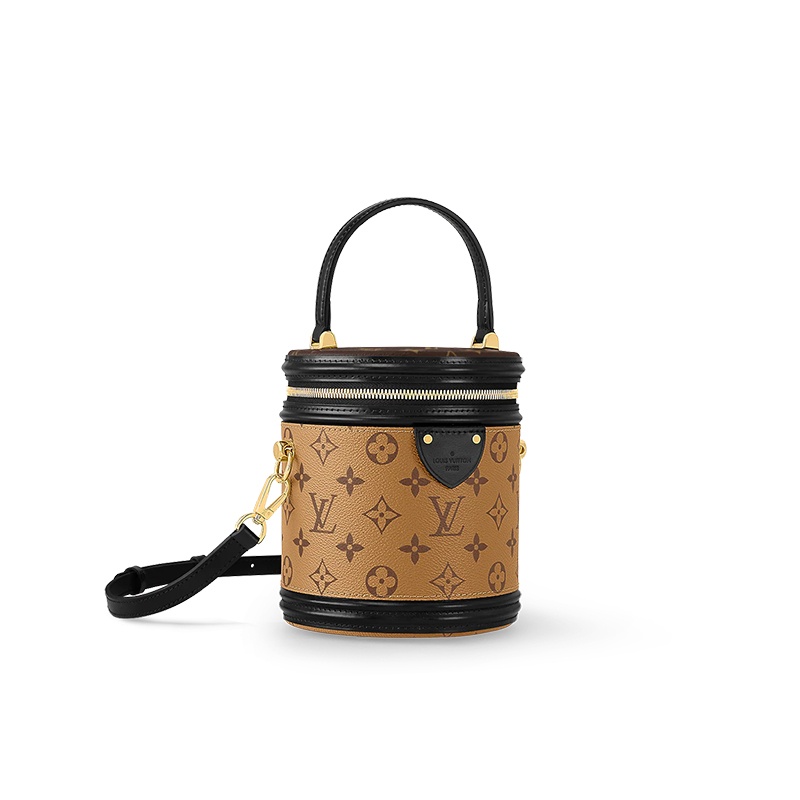 商品Louis Vuitton|【预售十天】路易威登 女士驼色帆布老花/小牛皮饰边金色五金拉链开合可拆卸可调节肩带圆桶包,价格¥20527,第2张图片详细描述