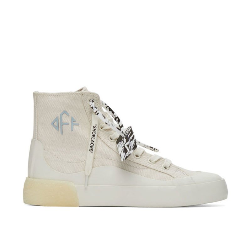 商品Off-White|高帮字母帆布鞋白色OMIA226F21FAB001-0204（澳门仓发货）,价格¥2529,第4张图片详细描述