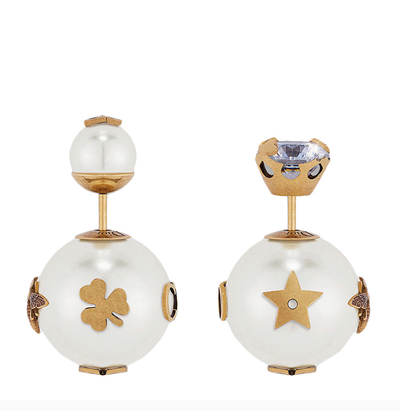 商品Dior|Dior 女士金色白色复古珍珠镶钻耳钉 E0665TRIRS-D908,价格¥3302,第8张图片详细描述