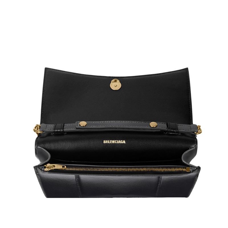 商品Balenciaga|Balenciaga/巴黎世家 新款HOURGLASS系列 女士迷你黑色小牛皮金扣链条单肩斜挎沙漏型钱包6560501QJ4M1000,价格¥9745,第6张图片详细描述