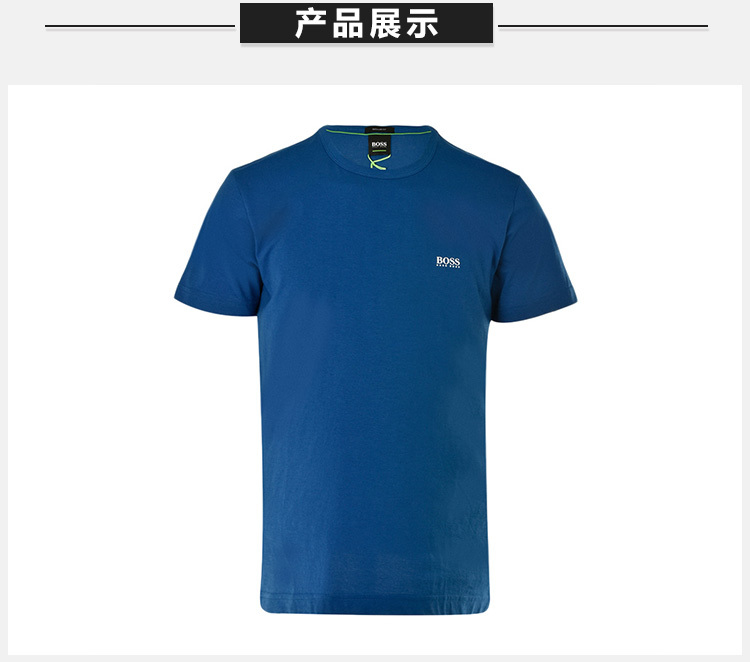 商品Hugo Boss|Hugo Boss 雨果博斯 男士蓝色纯色款棉质短袖T恤 TEE-181-6415-420,价格¥455,第8张图片详细描述