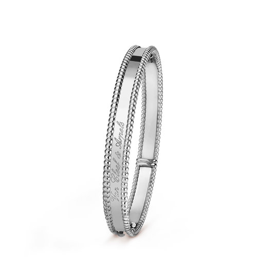 商品Van Cleef & Arpels| Van Cleef & Arpels/梵克雅宝 Perlée signature系列 18K金白金手镯VCARP3K200,价格¥60010,第2张图片详细描述