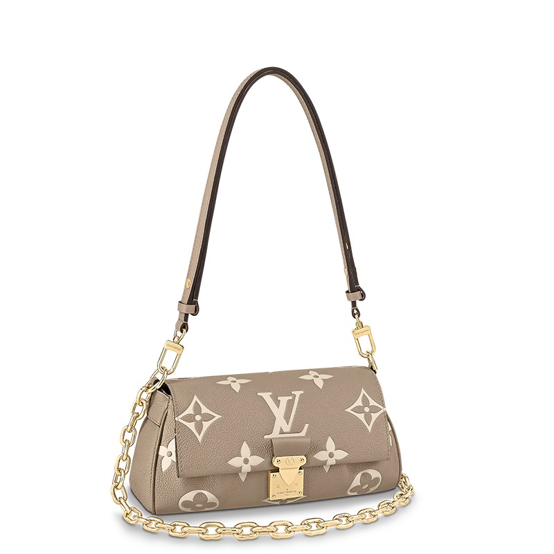 商品Louis Vuitton|预售十天 Louis Vuitton/路易威登 22春夏新款FAVORITE系列 女士大象灰/奶白色双色老花压纹粒面牛皮金扣金链单肩斜跨手提链条包M45836,价格¥21606,第2张图片详细描述