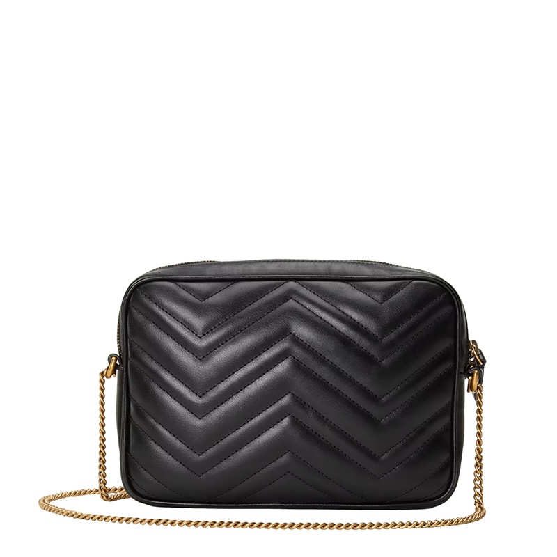 商品Gucci|GUCCI/古驰 22新款 女士黑/白/粉色V型绗缝皮革金扣金链三包合一多功能单肩手拿链条包,价格¥13093,第5张图片详细描述