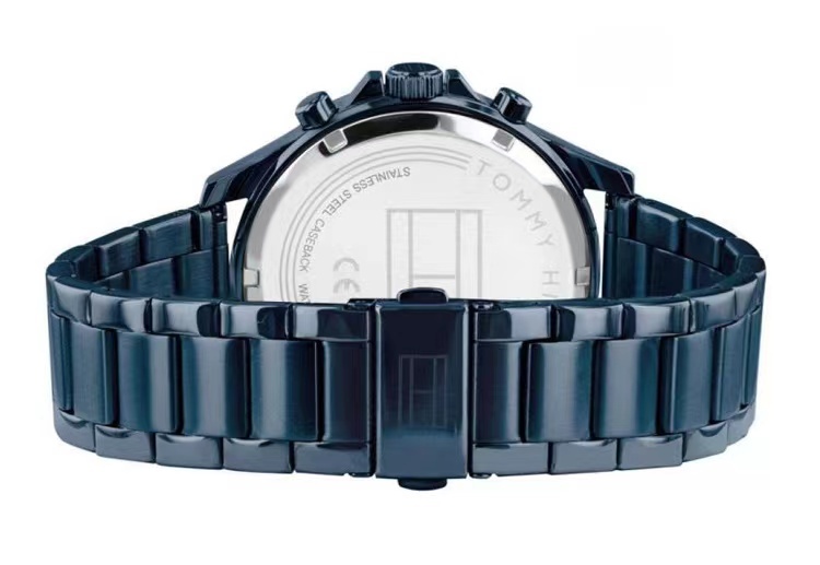 商品[国内直发] Tommy Hilfiger|Tommy Hilfiger汤米希尔费格男士手表石英机芯计时码表蓝色不锈钢手链腕表46mm Blue No Size,价格¥649,第8张图片详细描述