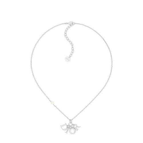 商品Dior|【包税】DIOR/迪奥 DIO(R)EVOLUTION系列 女士银色饰面金属白色树脂珠徽标吊坠项链N1680DVORS_D009,价格¥4023,第3张图片详细描述