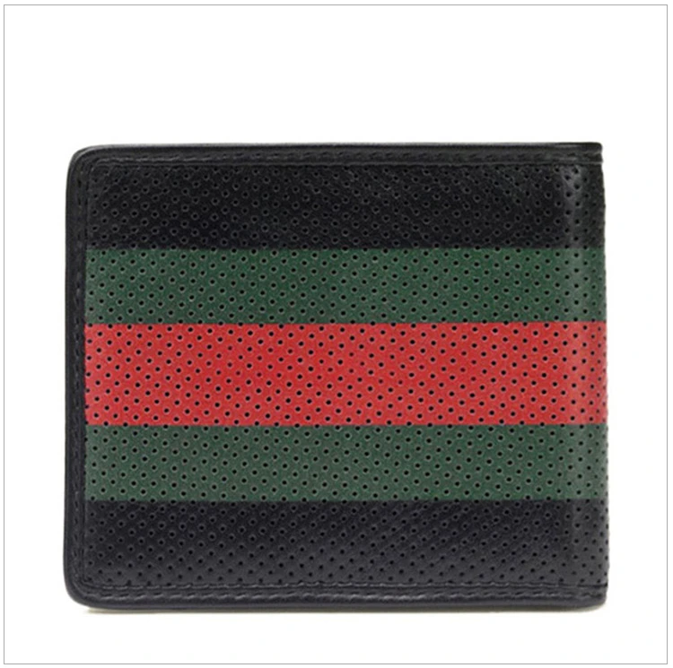 商品[国内直发] Gucci|GUCCI 古驰 男士黑绿红色皮革拼色网眼短款钱包 352260-BUZ3T-1073,价格¥2333,第16张图片详细描述