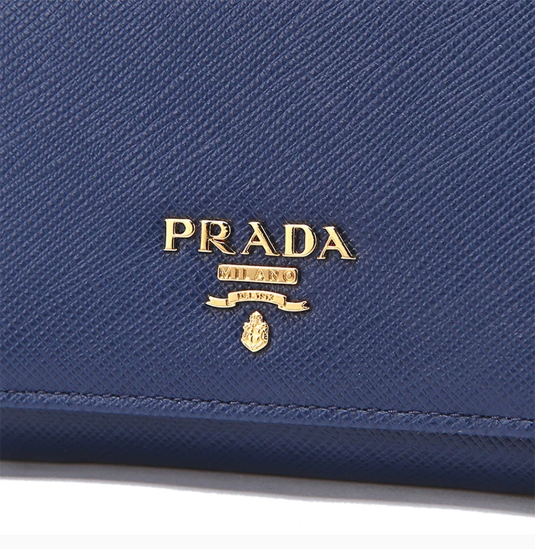 商品Prada|Prada 普拉达 女士矢车菊蓝牛皮压纹摁扣零钱包 1MH176-QWA-F0016,价格¥3234,第8张图片详细描述