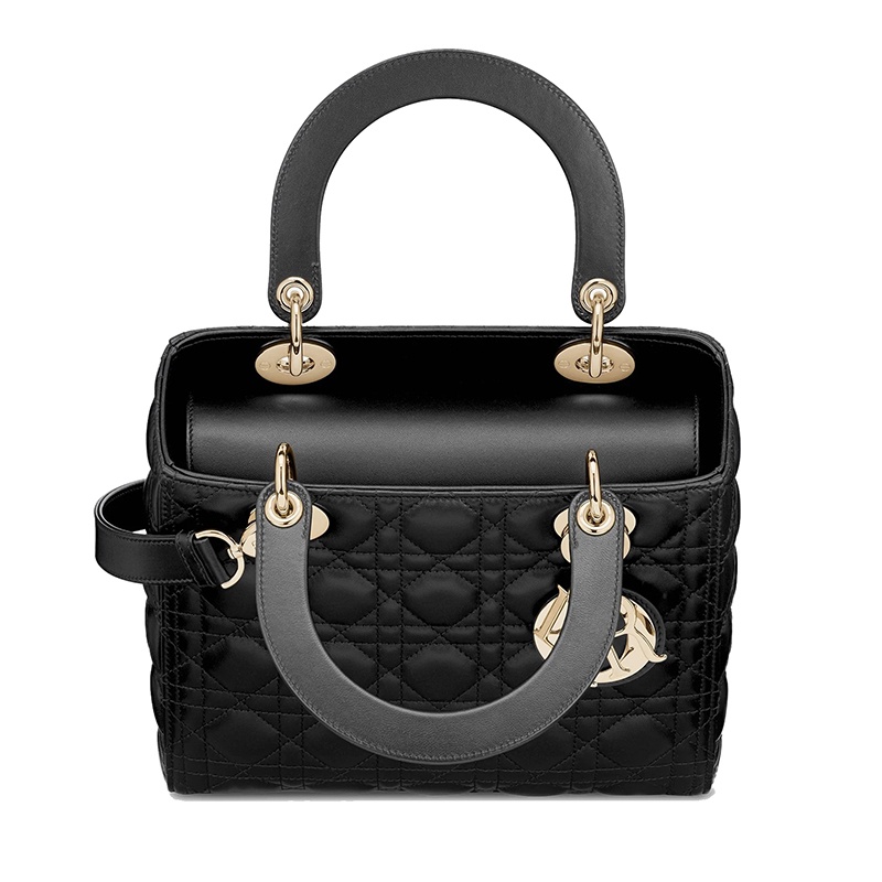 商品Dior|DIOR/迪奥 20女士 LADY DIOR黑色小羊皮中号手提包 ,价格¥45895,第3张图片详细描述