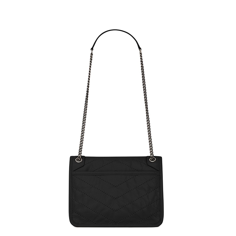 商品Yves Saint Laurent|SAINT LAURENT PARIS/圣罗兰 YSL 经典NIKI BABY系列 女士黑色褶皱复古皮革翻盖斜挎单肩包,价格¥19514,第5张图片详细描述