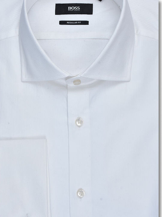 商品Hugo Boss|HUGO BOSS 男士白色棉质长袖衬衫 GALE-50248506-120,价格¥535,第3张图片详细描述