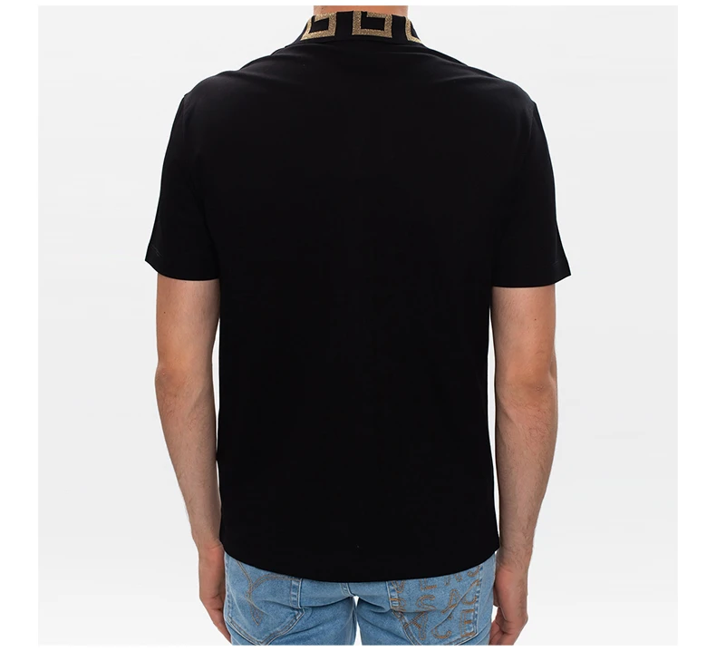 商品Versace|VERSACE 范思哲 男士黑色印花短袖POLO衫,价格¥2666,第2张图片详细描述