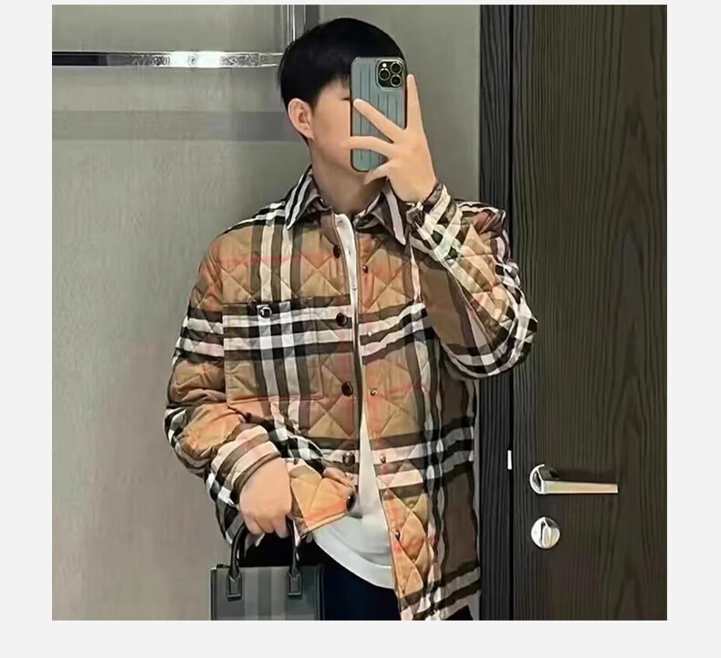 商品Burberry|BURBERRY/博柏利 男士菱格棉服绗缝外套 经典格纹棉服 情侣款男女同款,价格¥3170,第14张图片详细描述