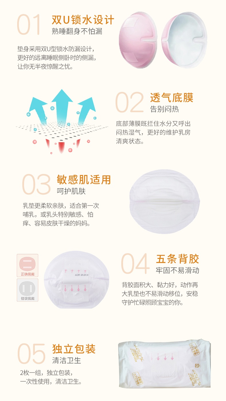 商品[国内直发] Pigeon|贝亲敏感肌��型防溢乳垫1次性超薄透气204枚官方正品,价格¥237,第6张图片详细描述
