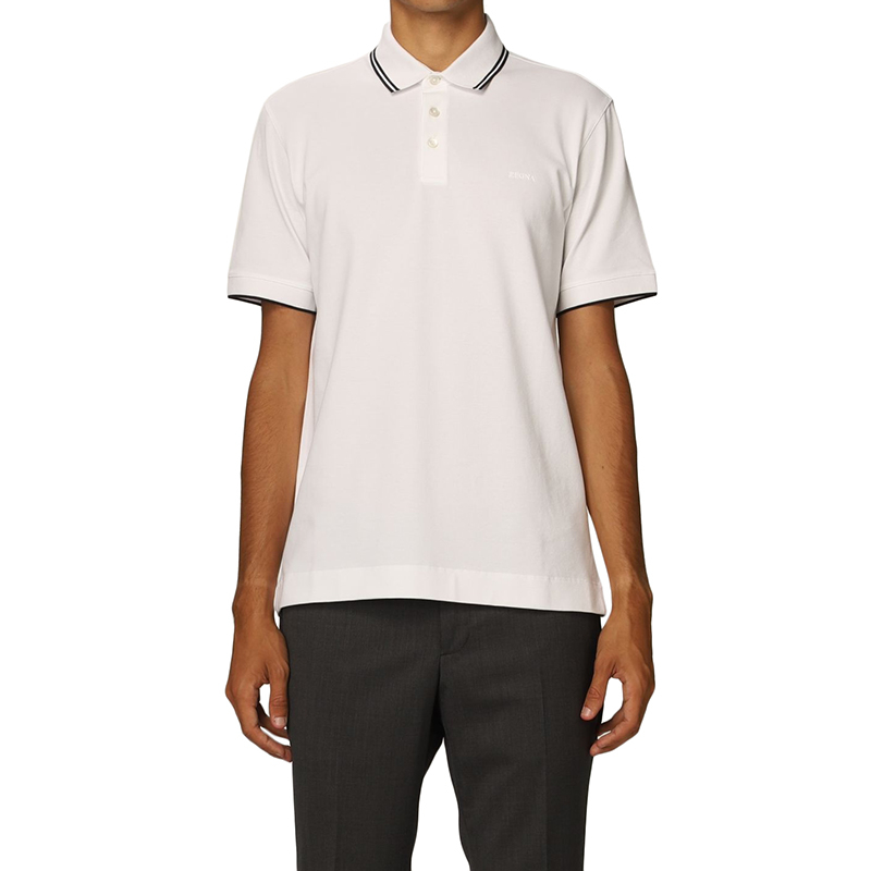 商品Zegna|【现货】杰尼亚 男士棉质衣领条纹设计短袖Polo衫（四色可选）,价格¥1202,第6张图片详细描述