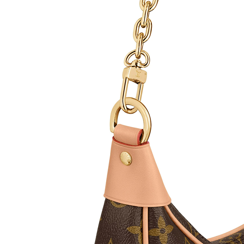 商品Louis Vuitton|【预售十天】路易威登 22春夏新款LOOP系列 女士经典棕色系老花帆布牛皮革饰边金扣金链单肩手提豌豆月牙包M81098,价格¥17643,第3张图片详细描述