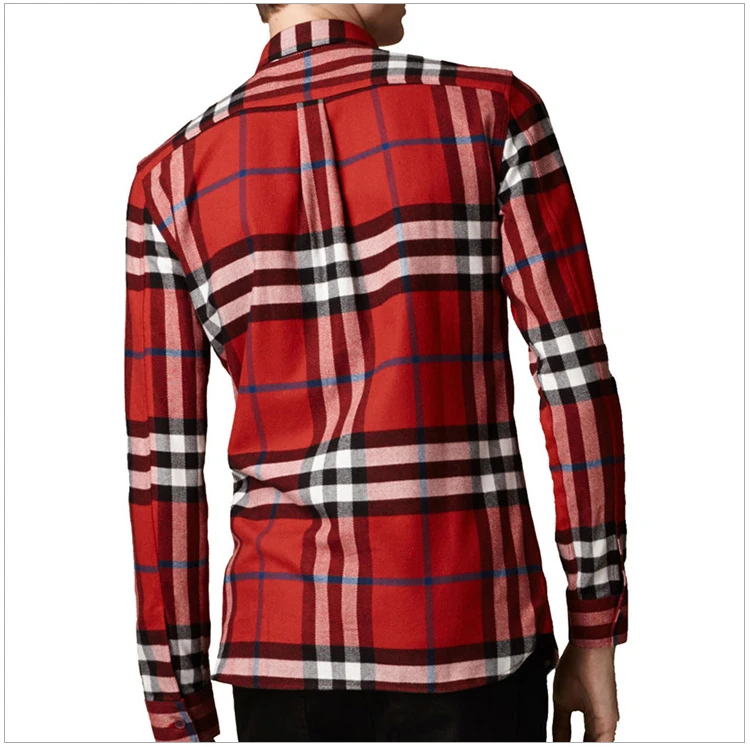 商品Burberry|Burberry 博柏利 男士格纹全棉长袖衬衫红色 3942164,价格¥2130,第8张图片详细描述