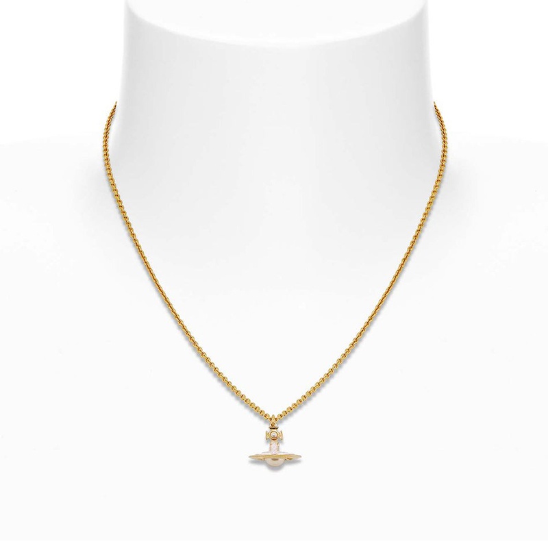 商品Vivienne Westwood|VIVIENNE WESTWOOD/西太后 女士金色黄铜白珠环绕星球形吊坠,价格¥1094,第2张图片详细描述