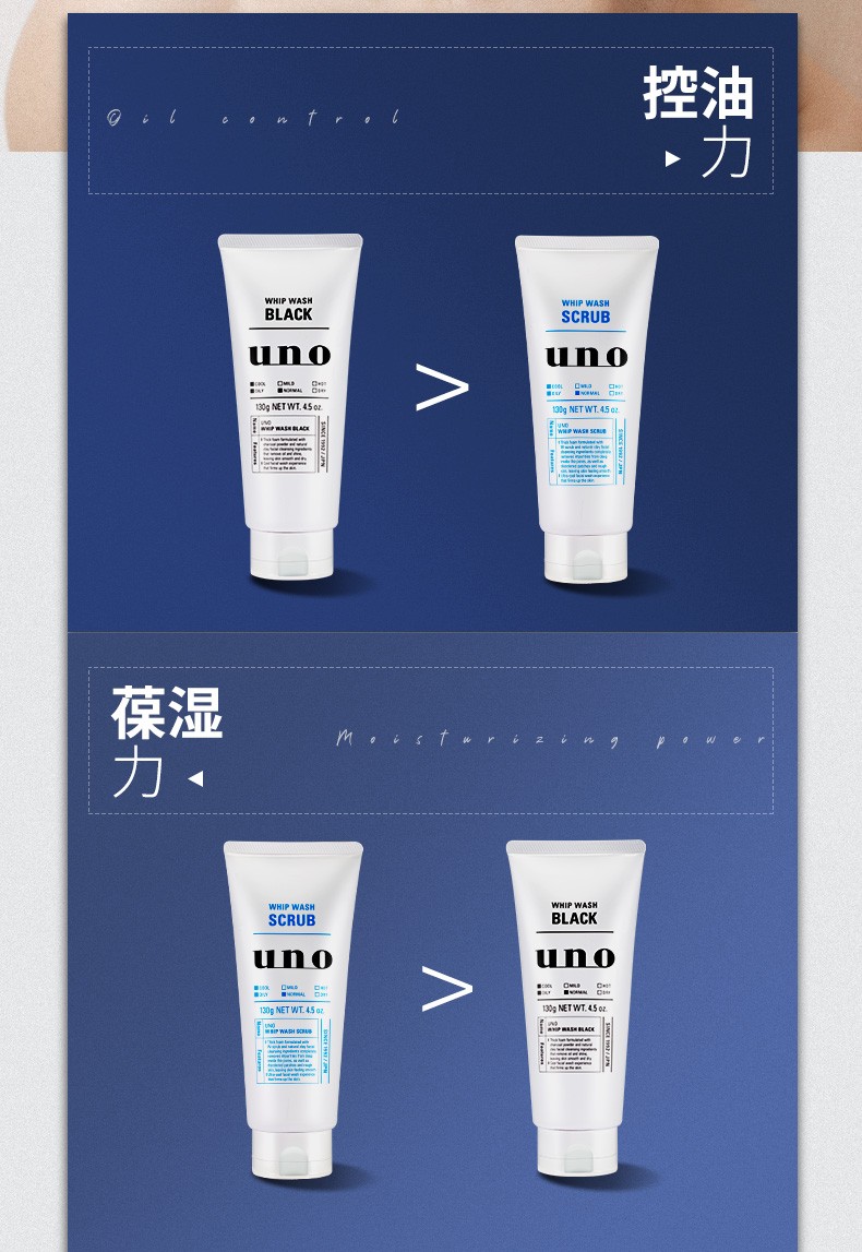 商品[国内直发] Shiseido|资生堂uno吾诺男士洗面奶 控油保湿祛痘去黑头泡沫正品洁面乳,价格¥164,第4张图片详细描述