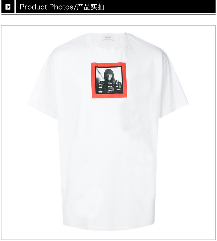 商品[国内直发] Givenchy|Givenchy 纪梵希 白色纯棉男士半袖T恤 17W7177651-100,价格¥1310,第4张图片详细描述