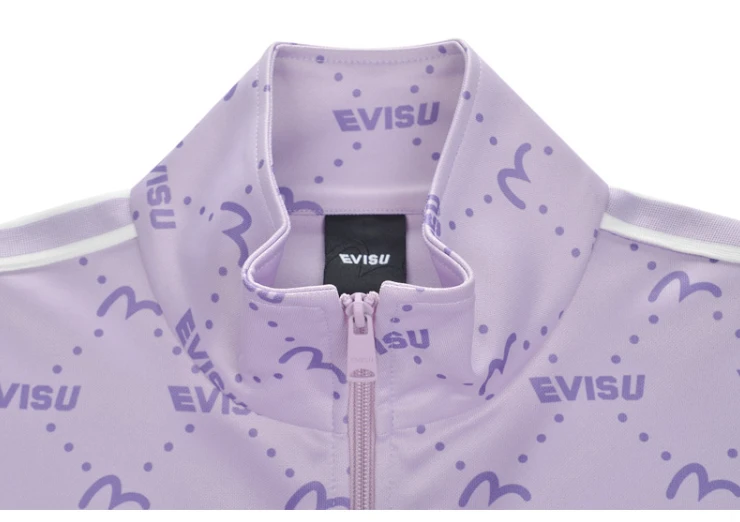 商品Evisu|【享贝家】（国内现货-QD）Evisu 福神 满印小标户外休闲运动套装卫衣外套 男女同款 紫色 ET3UZT901LV,价格¥378,第3张图片详细描述