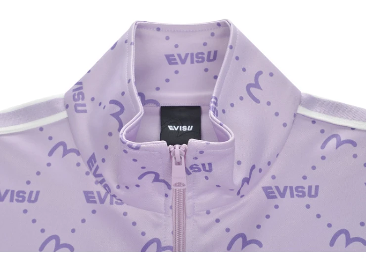 商品Evisu|【享贝家】（国内现货-QD）Evisu 福神 满印小标户外休闲运动套装卫衣外套 男女同款 紫色 ET3UZT901LV,价格¥385,第3张图片详细描述