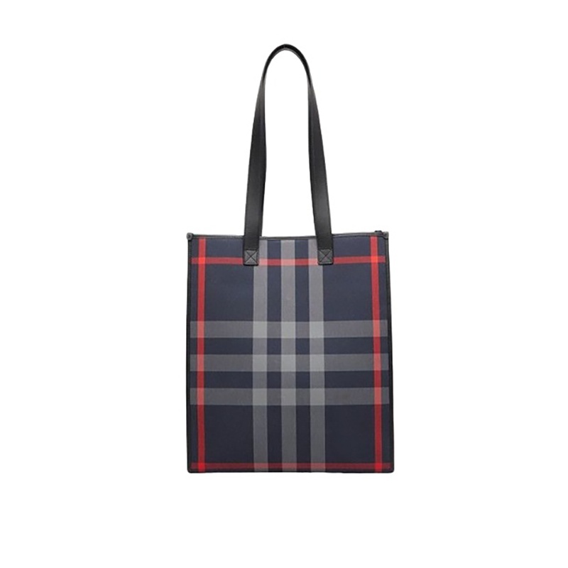 商品Burberry|【现货】博柏利 男士深蓝色棉质帆布配皮革格纹购物手提包 80840581,价格¥3776,第8张图片详细描述