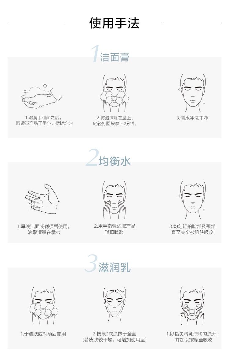 商品[国内直发] Shiseido|资生堂（SHISEIDO）男士护肤品套装 (洗面奶+水+乳) 补水保湿三件套,价格¥798,第5张图片详细描述