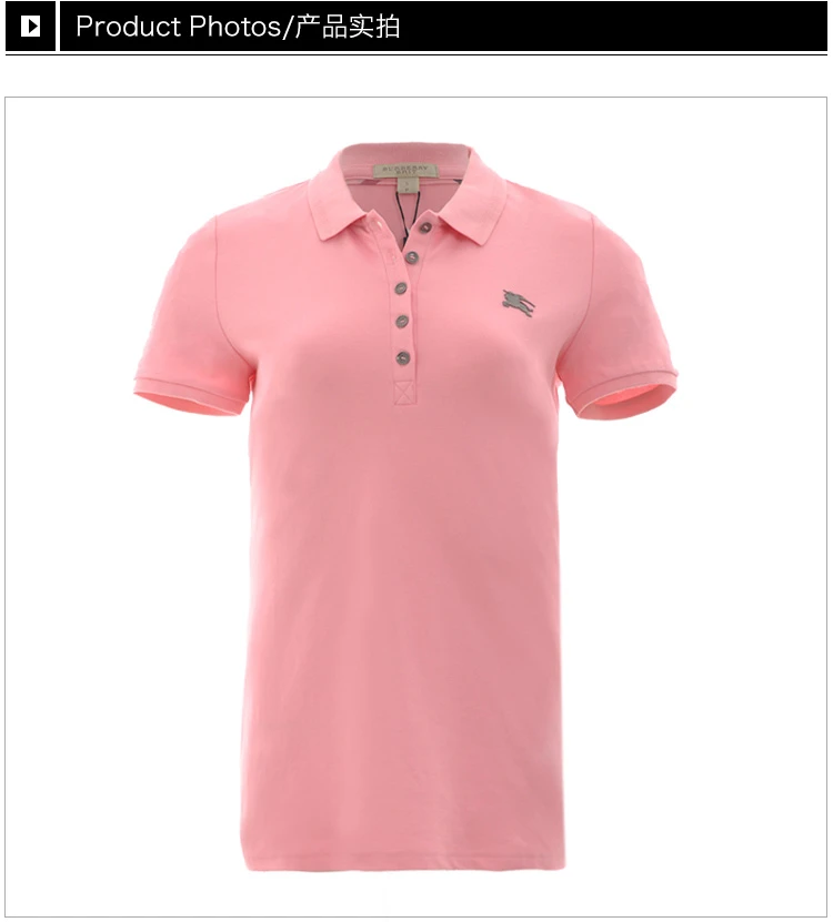 商品Burberry|Burberry 博柏利 女士粉色短袖翻领T恤 3955958,价格¥962,第20张图片详细描述